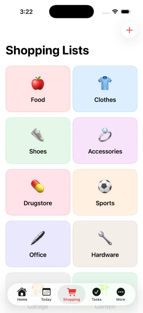 Shopping Lists Screen